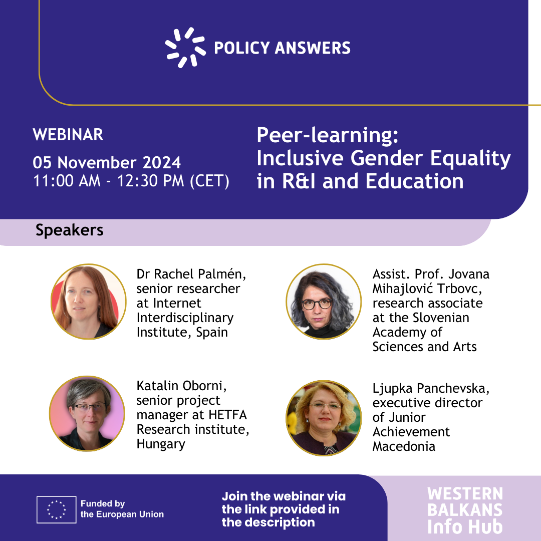 POLICY ANSWERS Peer-Learning Webinar: Inclusive Gender Equality in R&I and Education