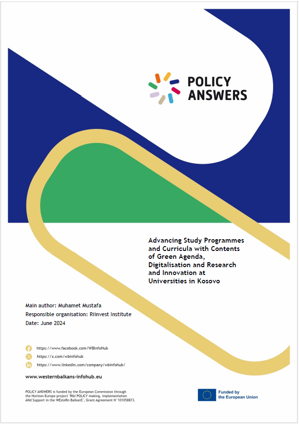 Advancing Study Programmes and Curricula with Contents of Green Agenda, Digitalisation and Research and Innovation at Universities in Kosovo