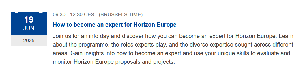 EC Info Session: How to become an expert for Horizon Europe