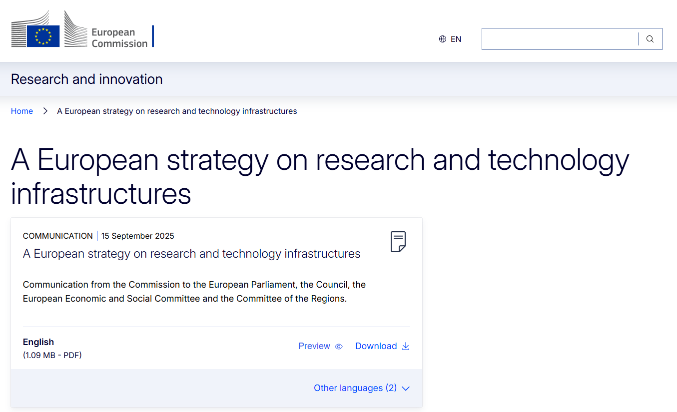 European strategy on research and technology infrastructures